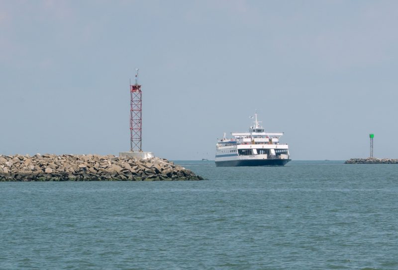 Cape May - Lewes Ferry vessel MV Cape Henlopen sailing into Lewes from Delaware Bay