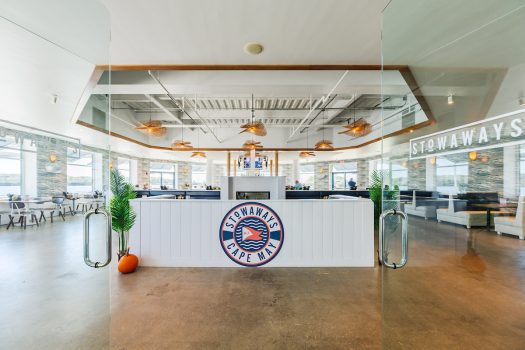 A photo of the entrance and reception desk at Stowaway's Restaurant.